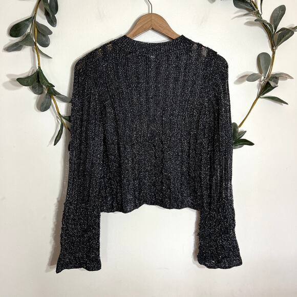 Anthropologie Pilcro Gray Shiny Open Weave Sweater - Picture 5 of 5